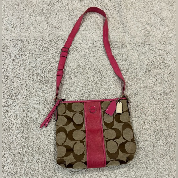 Coach Crossbody Bag in Pink and Brown with Monogram - Picture 1 of 8